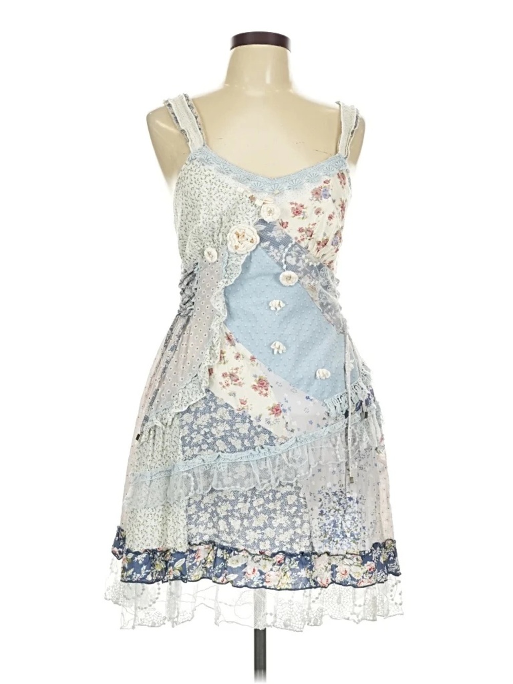 Vintage Patchwork Floral Mini coquette Dress